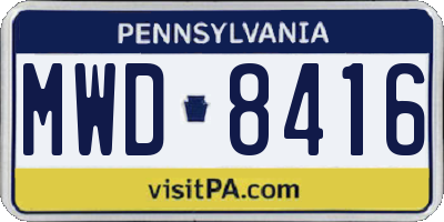 PA license plate MWD8416