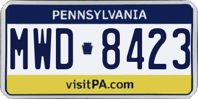 PA license plate MWD8423