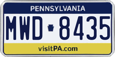 PA license plate MWD8435