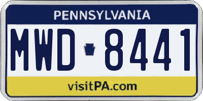 PA license plate MWD8441