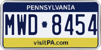 PA license plate MWD8454
