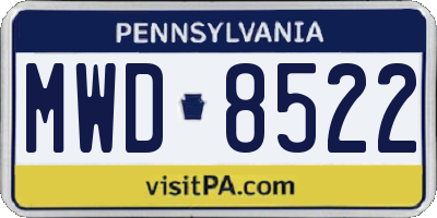 PA license plate MWD8522