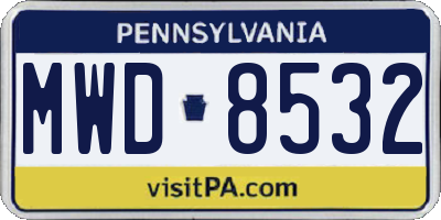 PA license plate MWD8532