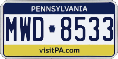 PA license plate MWD8533