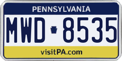 PA license plate MWD8535