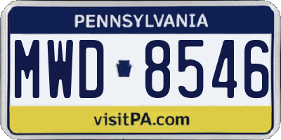 PA license plate MWD8546