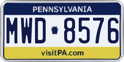 PA license plate MWD8576