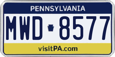 PA license plate MWD8577