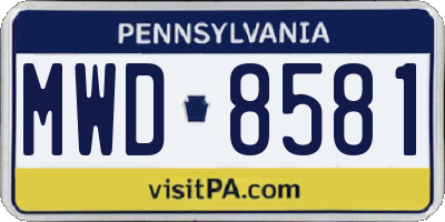PA license plate MWD8581