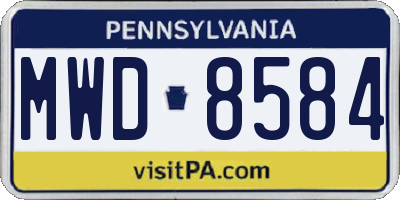 PA license plate MWD8584