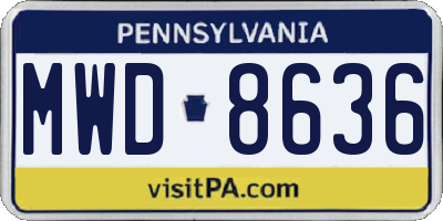 PA license plate MWD8636