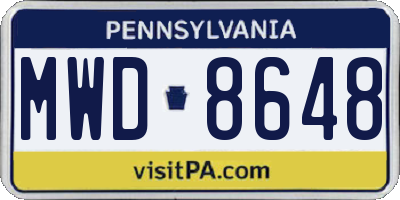 PA license plate MWD8648