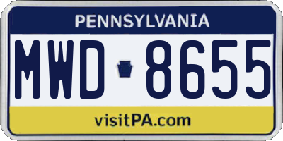 PA license plate MWD8655