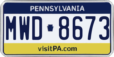 PA license plate MWD8673