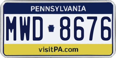 PA license plate MWD8676