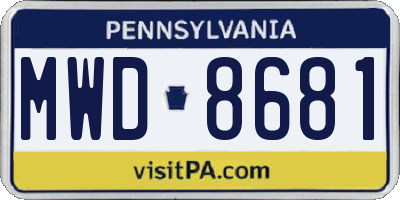PA license plate MWD8681
