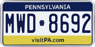 PA license plate MWD8692