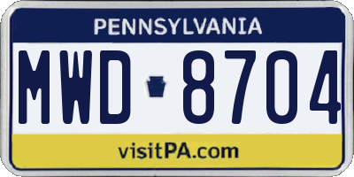 PA license plate MWD8704
