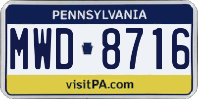 PA license plate MWD8716