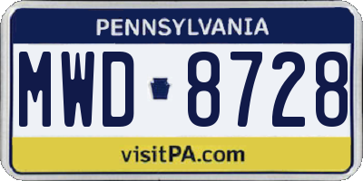PA license plate MWD8728