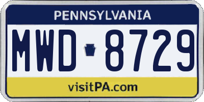 PA license plate MWD8729