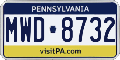 PA license plate MWD8732