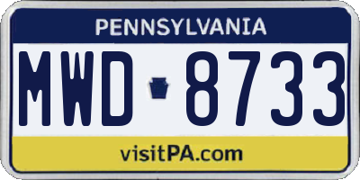 PA license plate MWD8733