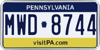 PA license plate MWD8744