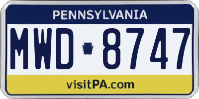 PA license plate MWD8747