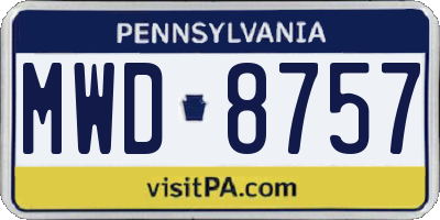 PA license plate MWD8757