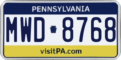 PA license plate MWD8768