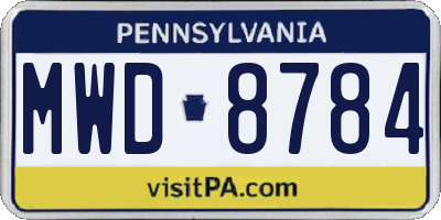 PA license plate MWD8784