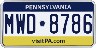 PA license plate MWD8786