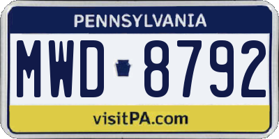 PA license plate MWD8792