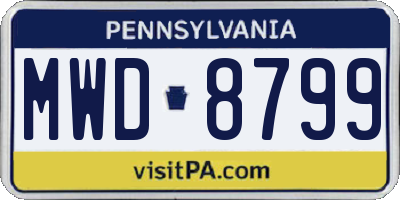 PA license plate MWD8799
