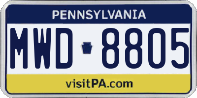 PA license plate MWD8805