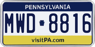 PA license plate MWD8816