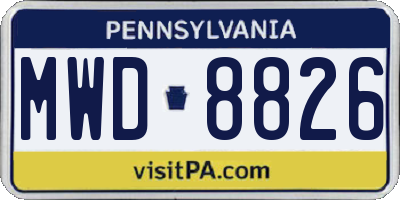 PA license plate MWD8826