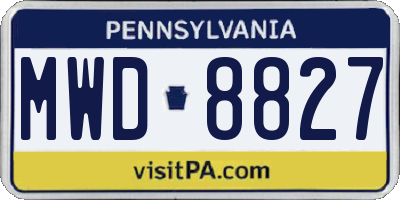 PA license plate MWD8827