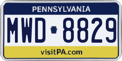 PA license plate MWD8829