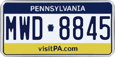 PA license plate MWD8845