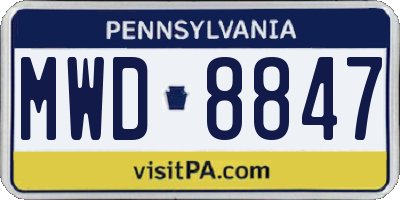 PA license plate MWD8847