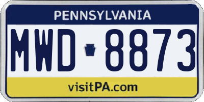 PA license plate MWD8873