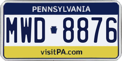 PA license plate MWD8876