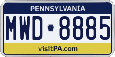 PA license plate MWD8885