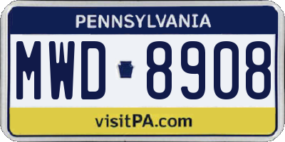 PA license plate MWD8908