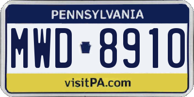 PA license plate MWD8910