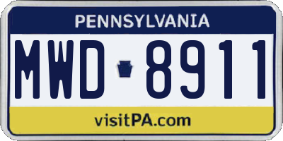 PA license plate MWD8911