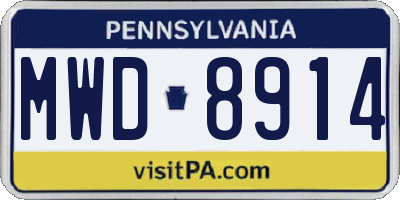 PA license plate MWD8914