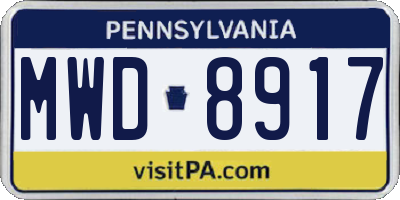 PA license plate MWD8917